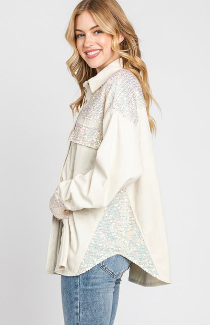 Shacket Sequins Corduroy Mix