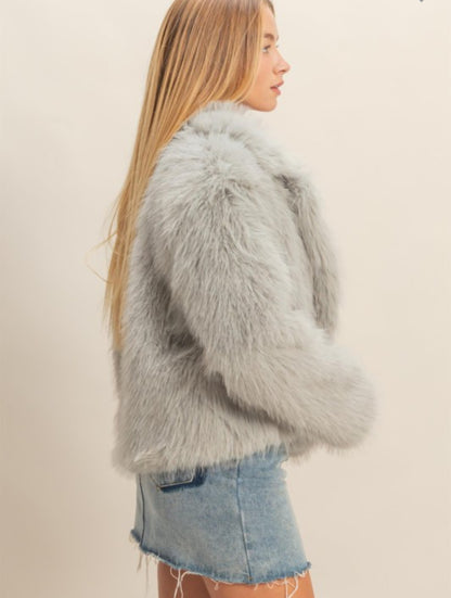 Shawl Collar Faux Fur Jacket