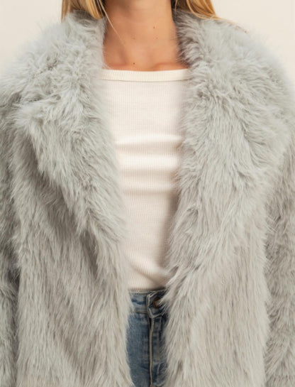Shawl Collar Faux Fur Jacket