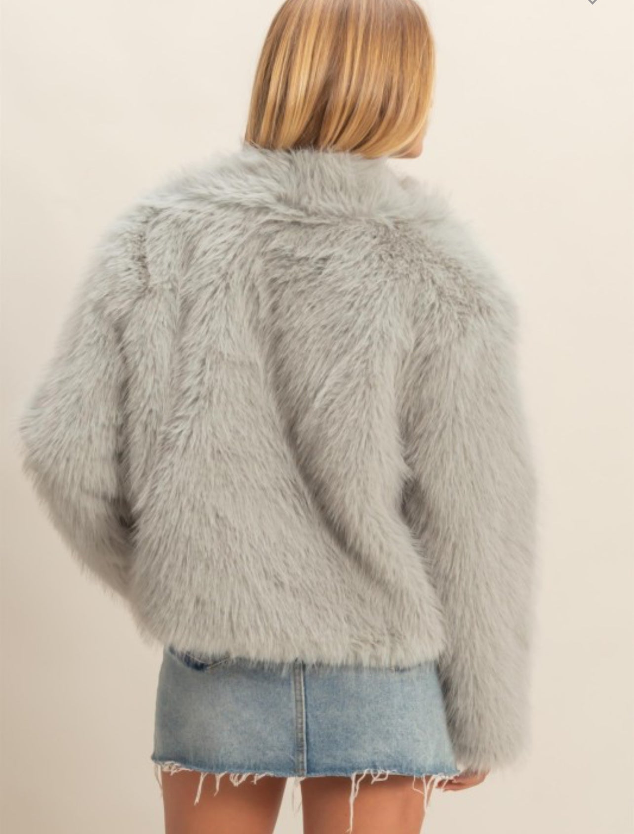 Shawl Collar Faux Fur Jacket