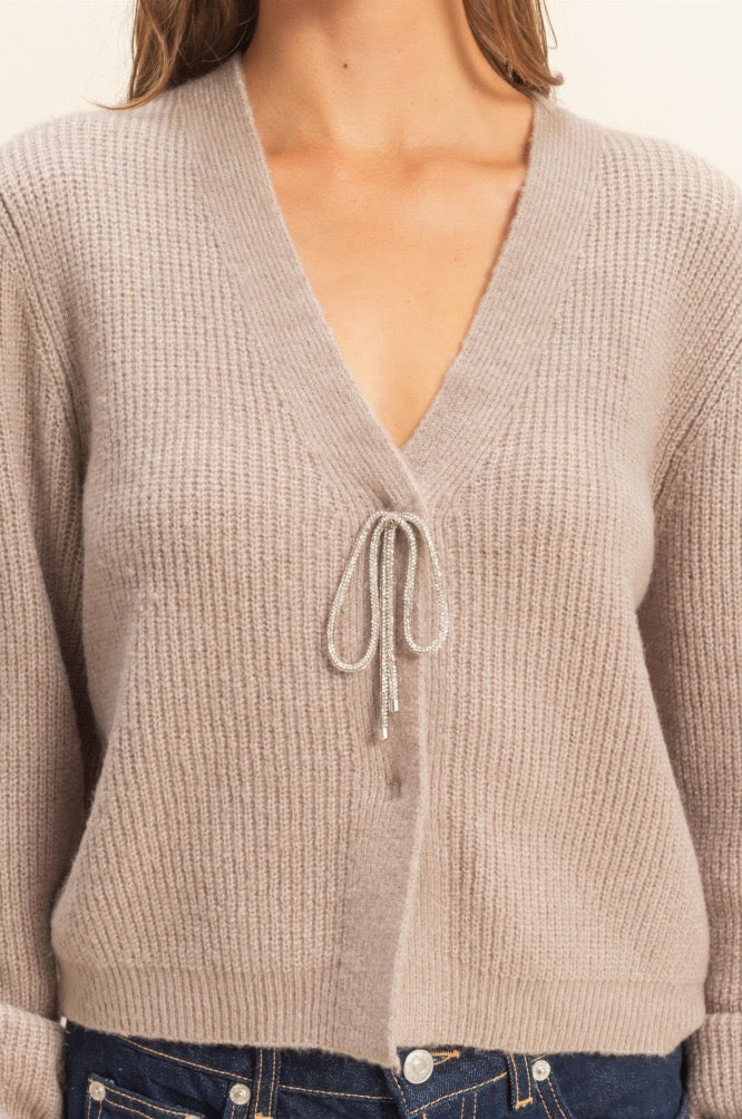 Sparkly Bow Cozy Cardigan