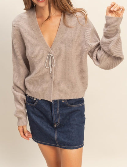 Sparkly Bow Cozy Cardigan