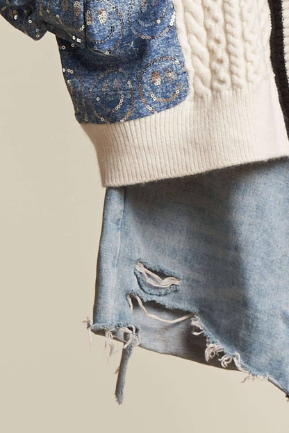 Cardigan Smiley Face Sequins