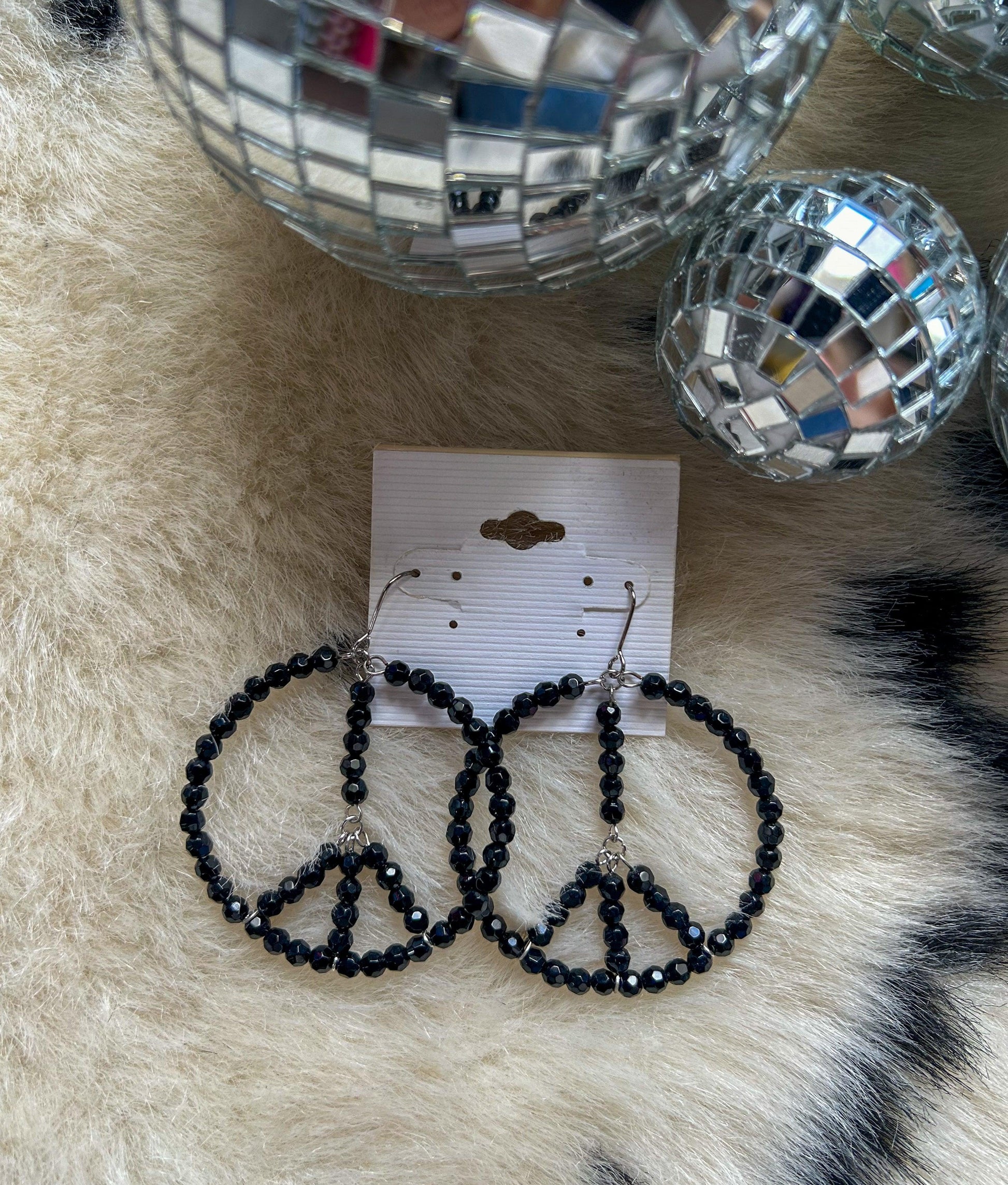 Beaded Peace Sign Hoop Earrings - BeLoved Boutique 