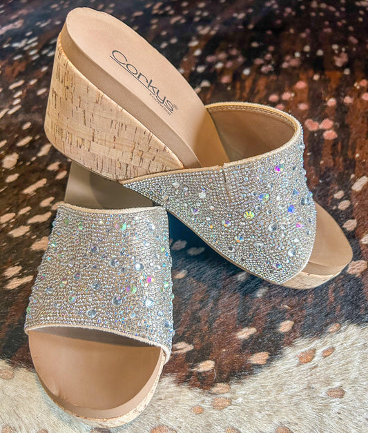 Corkys Sunlight Crystal Wedges - BeLoved Boutique 