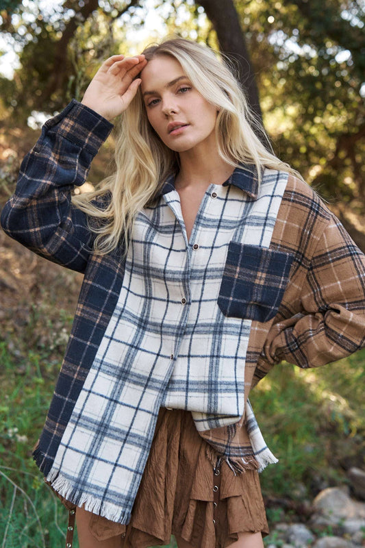 Shacket Plaid Color Block