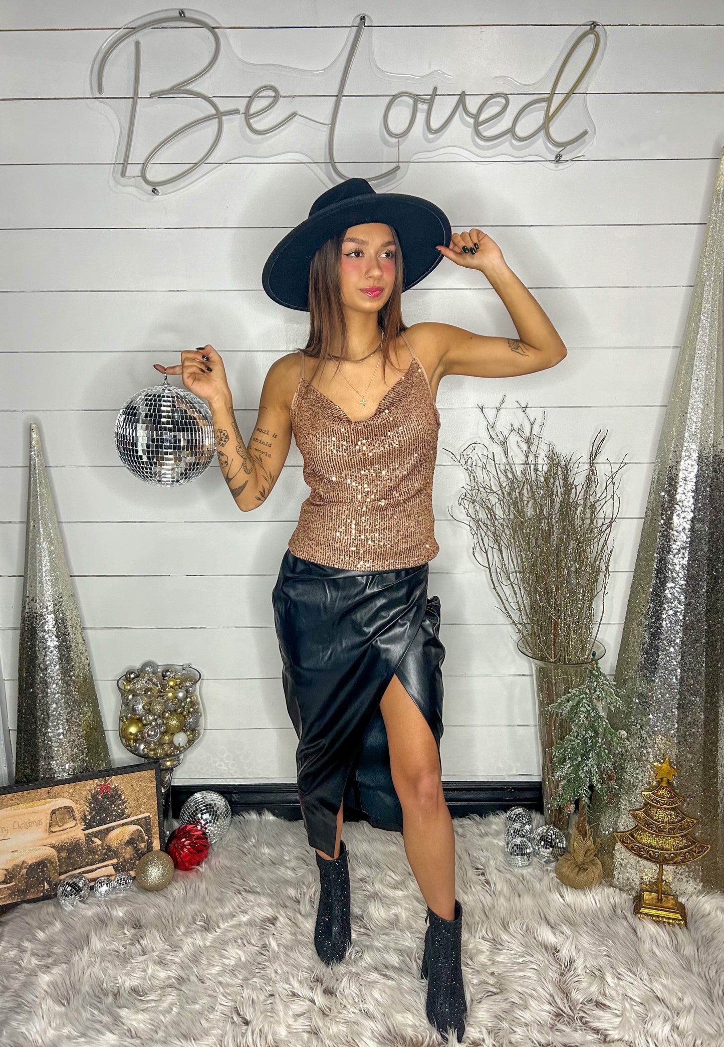 Faux Leather Midi Skirt - BeLoved Boutique 