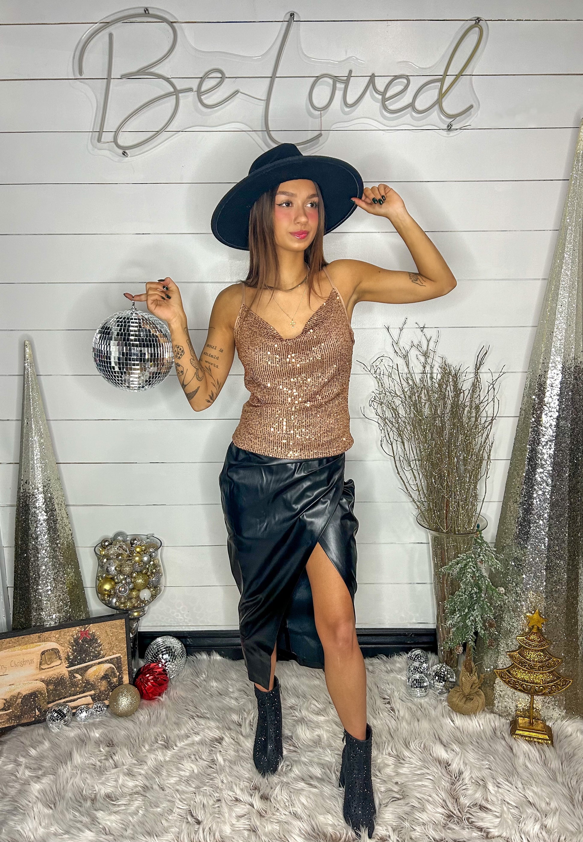 Faux Leather Midi Skirt - BeLoved Boutique 