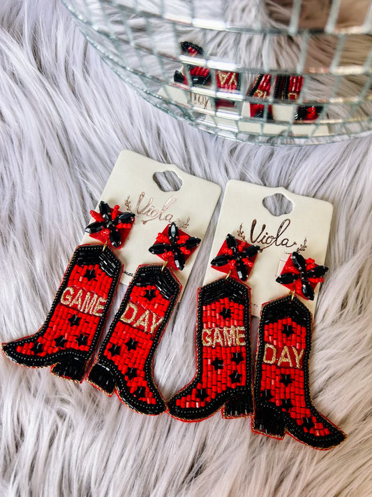 "Game Day" Boot Bead Earrings - BeLoved Boutique 
