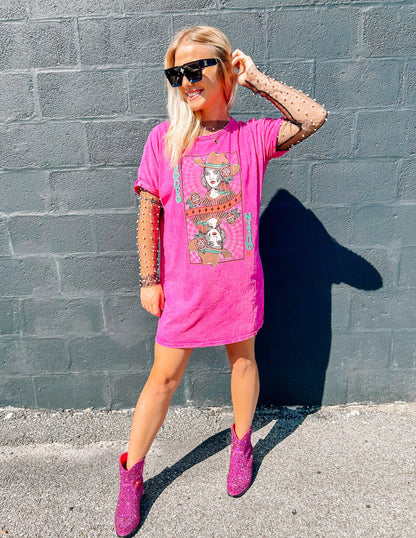 Mineral Wash Graphic Dress - BeLoved Boutique 