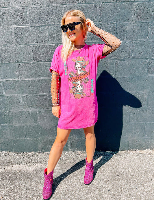 Mineral Wash Graphic Dress - BeLoved Boutique 