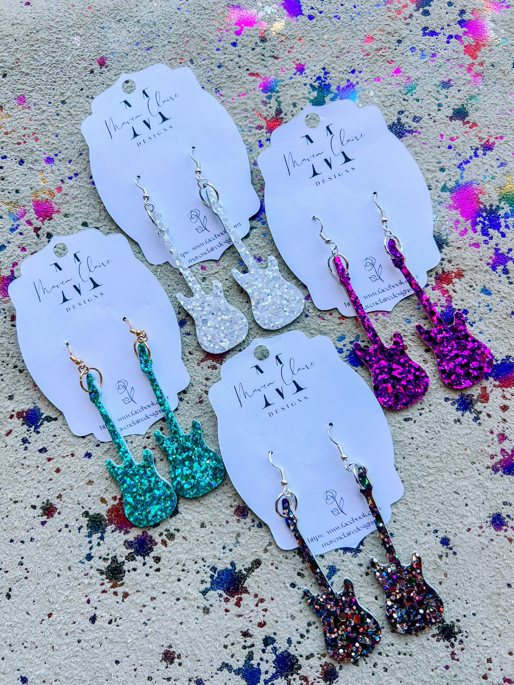 Nashville Glitter Guitar Earrings - BeLoved Boutique 