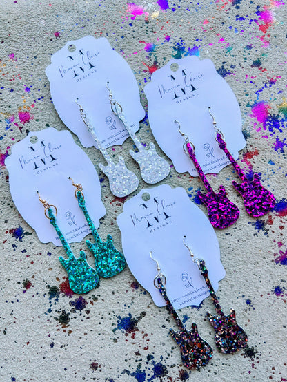 Nashville Glitter Guitar Earrings - BeLoved Boutique 
