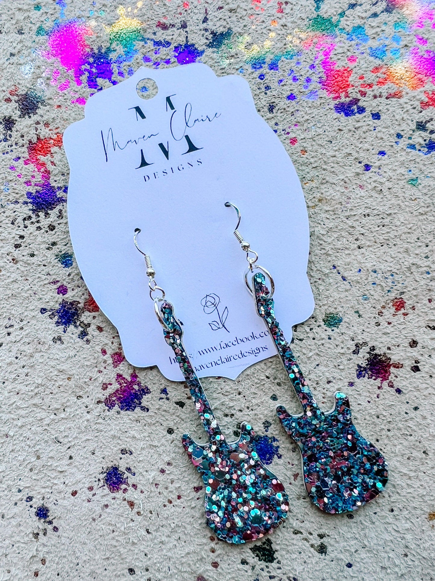 Nashville Glitter Guitar Earrings - BeLoved Boutique 