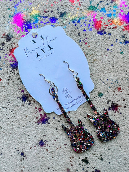 Nashville Glitter Guitar Earrings - BeLoved Boutique 