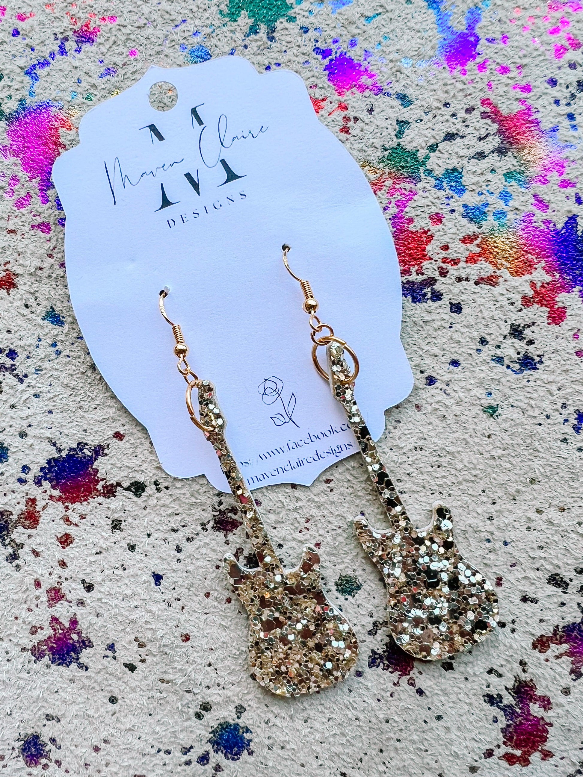 Nashville Glitter Guitar Earrings - BeLoved Boutique 
