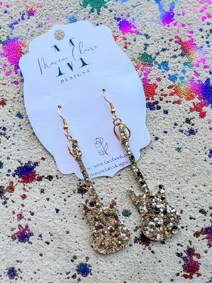 Nashville Glitter Guitar Earrings - BeLoved Boutique 