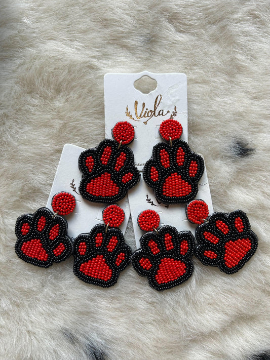 Paw Gameday Seed Bead Earrings - BeLoved Boutique 