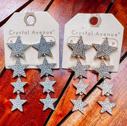 Rhinestone Star Dangle Earrings - BeLoved Boutique 