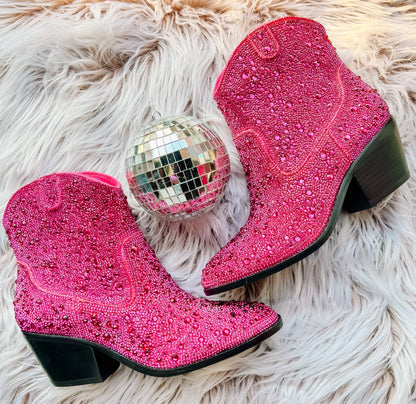 Rhinestone Western Ankle Boots - BeLoved Boutique 