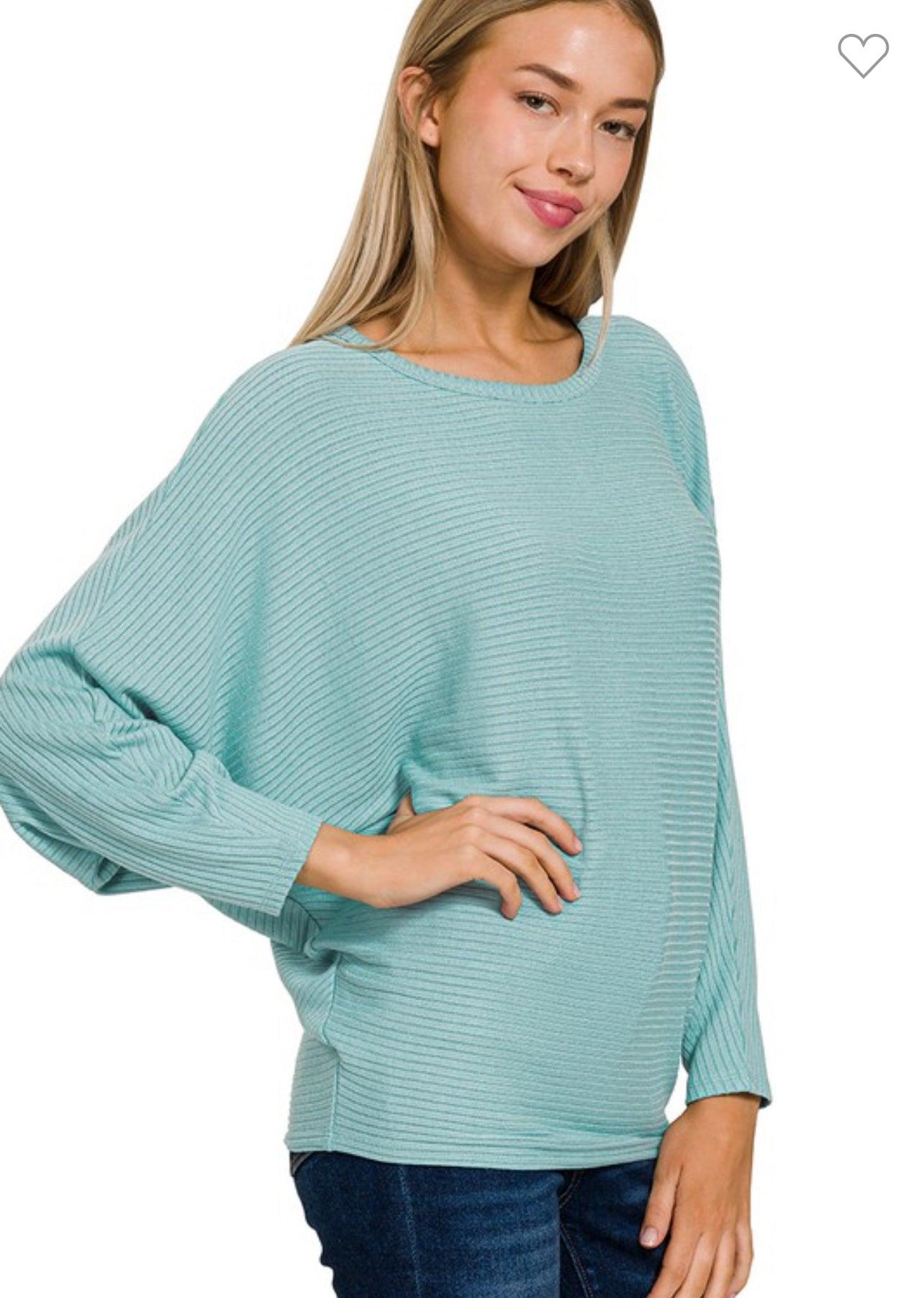 Ribbed Batwing Sweater - BeLoved Boutique 