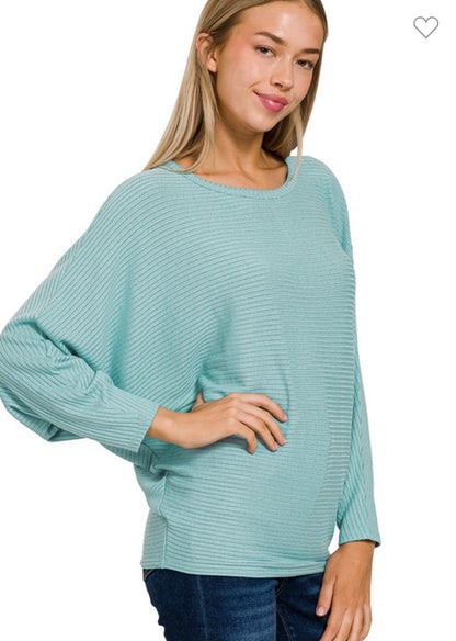 Ribbed Batwing Sweater - BeLoved Boutique 