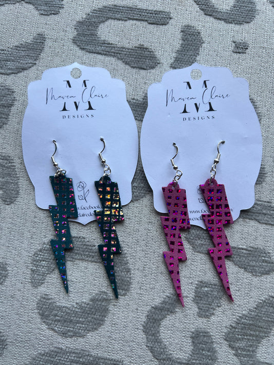 Shimmer Lightning Bolt Earrings - BeLoved Boutique 