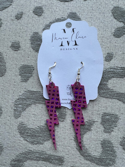 Shimmer Lightning Bolt Earrings - BeLoved Boutique 