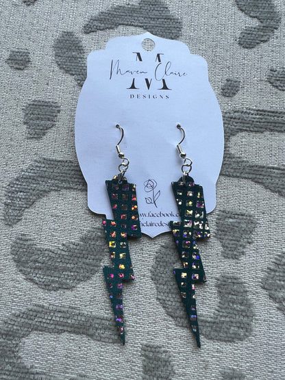 Shimmer Lightning Bolt Earrings - BeLoved Boutique 