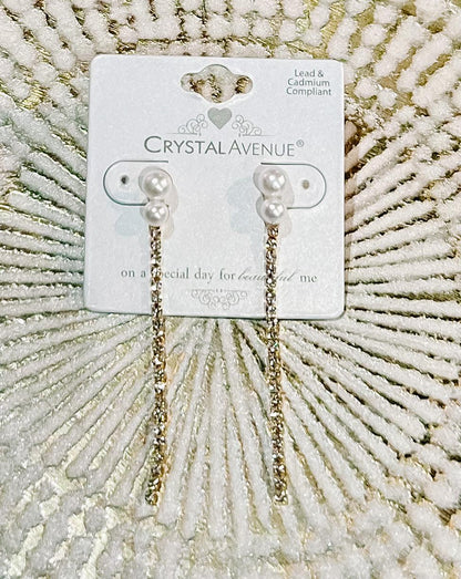 Pearl Rhinestone Dangle Earrings - BeLoved Boutique 