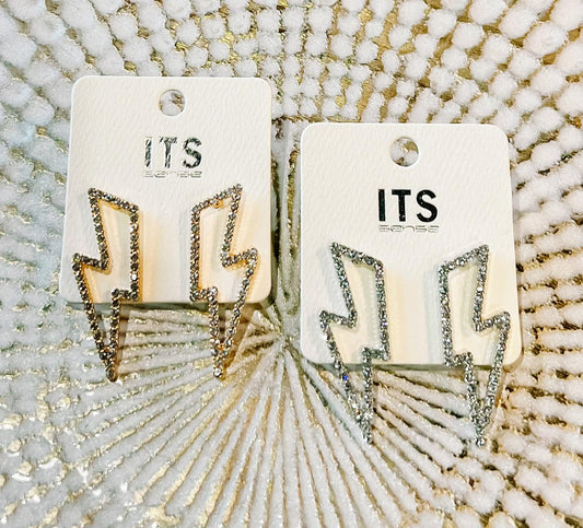 Rhinestone Lightning Bolt Earrings - BeLoved Boutique 