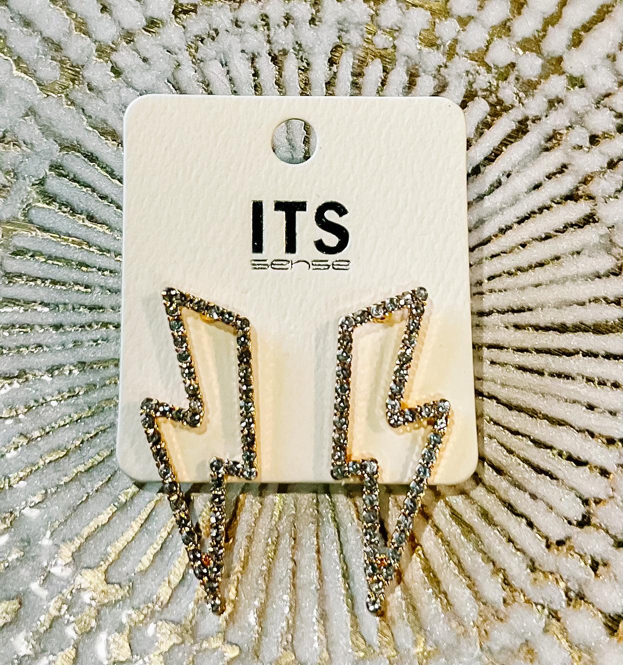 Rhinestone Lightning Bolt Earrings - BeLoved Boutique 